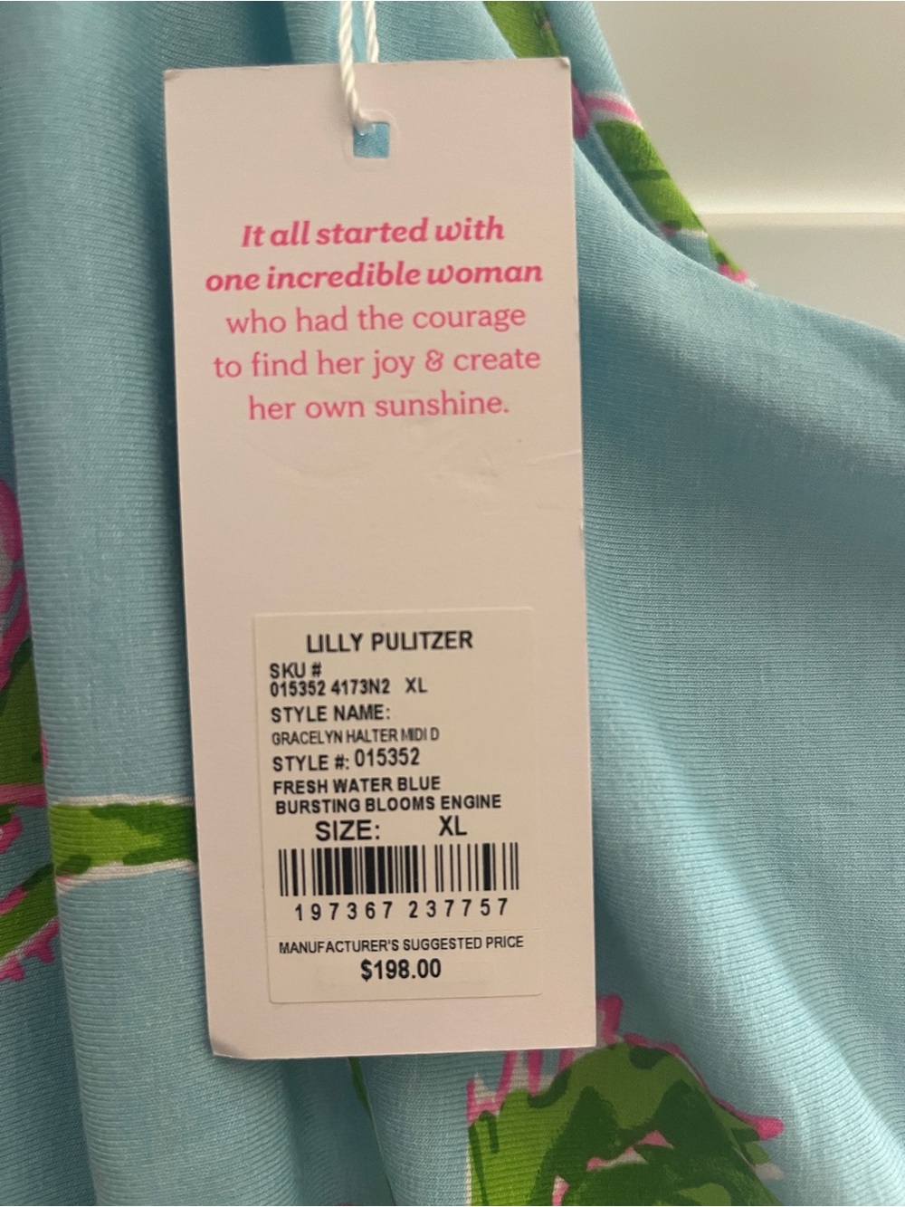 Lilly Pulitzer Light Blue Dress with Pink & Green Floral Accents - Picture 5 of 5